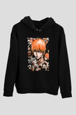 Bleach Baskılı Unisex Siyah Hoodie