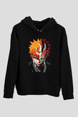 Bleach Baskılı Unisex Siyah Hoodie