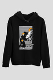 Bleach Baskılı Unisex Siyah Hoodie