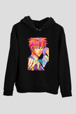 Bleach Baskılı Unisex Siyah Hoodie