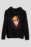 Bleach Baskılı Unisex Siyah Hoodie