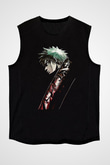 Bleach Baskılı Unisex Siyah Kolsuz Tişört - Tshirt