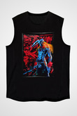 Bleach Baskılı Unisex Siyah Kolsuz Tişört - Tshirt
