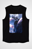 Bleach Baskılı Unisex Siyah Kolsuz Tişört - Tshirt