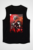 Bleach Baskılı Unisex Siyah Kolsuz Tişört - Tshirt