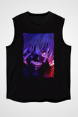 Bleach Baskılı Unisex Siyah Kolsuz Tişört - Tshirt