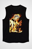 Bleach Baskılı Unisex Siyah Kolsuz Tişört - Tshirt