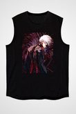 Bleach Baskılı Unisex Siyah Kolsuz Tişört - Tshirt