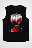 Bleach Baskılı Unisex Siyah Kolsuz Tişört - Tshirt