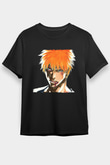 Bleach Baskılı Unisex Siyah Tişört - Tshirt