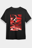 Bleach Baskılı Unisex Siyah Tişört - Tshirt