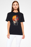 Bleach Baskılı Unisex Siyah Tişört - Tshirt