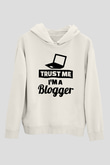 Blogger Beyaz Unisex Kapüşonlu Sweatshirt