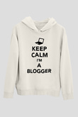 Blogger Beyaz Unisex Kapüşonlu Sweatshirt