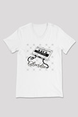 Blondie - Debbie Harry Baskılı Beyaz Unisex V Yaka Tişört - Tshirt