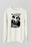 Blue Brothers Beyaz Unisex Sweatshirt