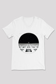 Blue Oyster Cult Baskılı Beyaz Unisex V Yaka Tişört - Tshirt