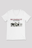 Blue Oyster Cult Baskılı Beyaz Unisex V Yaka Tişört - Tshirt