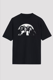 Blue Oyster Cult Baskılı Unisex Siyah Oversize Tişört - Tshirt