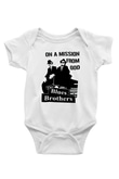 Blues Brothers Baskılı Beyaz Unisex Bebek Body - Zıbın