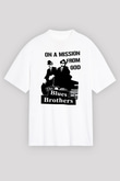 Blues Brothers Beyaz Unisex Oversize Tişört T-Shirt