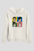 Blur Baskılı Unisex Beyaz Hoodie