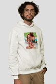 Blur Baskılı Unisex Beyaz Hoodie
