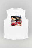 Blur Baskılı Unisex Beyaz Kolsuz Tişört