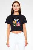 Blur Siyah Crop Top Tişört