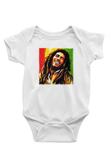 Bob Marley Baskılı Beyaz Unisex Bebek Body - Zıbın