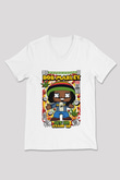 Bob Marley Baskılı Unisex Beyaz V Yaka Tişört