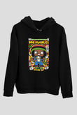 Bob Marley Baskılı Unisex Siyah Hoodie