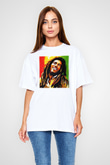 Bob Marley Beyaz Unisex Oversize Tişört T-Shirt
