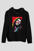Bob Marley Siyah Unisex Kapüşonlu Sweatshirt