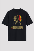 Bob Marley Siyah Unisex Oversize Tişört T-Shirt