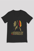 Bob Marley Siyah Unisex V Yaka Tişört T-Shirt