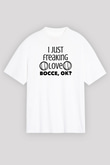 Bocce Baskılı Unisex Beyaz Oversize Tişört - Tshirt