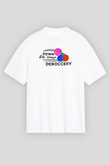 Bocce Baskılı Unisex Beyaz Oversize Tişört - Tshirt