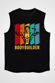 Body Builder Baskılı Unisex Siyah  Kolsuz Tişört