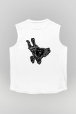 Boğa Burcu Baskılı Beyaz Unisex Kolsuz Tişört - Tshirt
