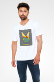 Boğa Burcu Baskılı Beyaz Unisex V Yaka Tişört - Tshirt