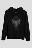 Boğa Burcu Baskılı Unisex Siyah Hoodie