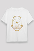 Boğa Burcu Unisex Baskılı Beyaz Tişört - Tshirt
