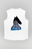 Bojack Horseman Baskılı Beyaz Unisex Kolsuz Tişört - Tshirt