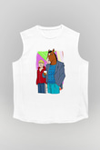 Bojack Horseman Baskılı Beyaz Unisex Kolsuz Tişört - Tshirt