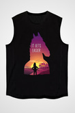 Bojack Horseman Baskılı Unisex Siyah Kolsuz Tişört - Tshirt