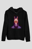 Bojack Horseman Baskılı Unisex Siyah Kapüşonlu Sweatshirt