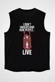 Bojack Horseman Baskılı Unisex Siyah Kolsuz Tişört - Tshirt
