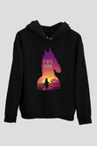 Bojack Horseman Baskılı Unisex Siyah Kapüşonlu Sweatshirt