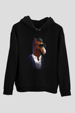 Bojack Horseman Baskılı Unisex Siyah Kapüşonlu Sweatshirt